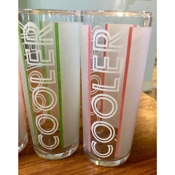 Libbey COOLER Stripe Highball Tom Collins Cocktail Barware Red/Pink Orange Green - Picture 3 of 8